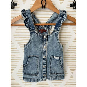7 for All Mankind Girls Denim Jumper Overalls - Size 24 Months
